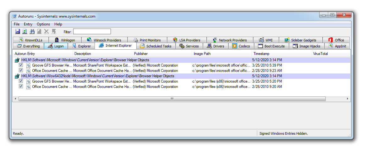 утилита autoruns