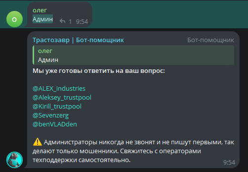 вызов админа