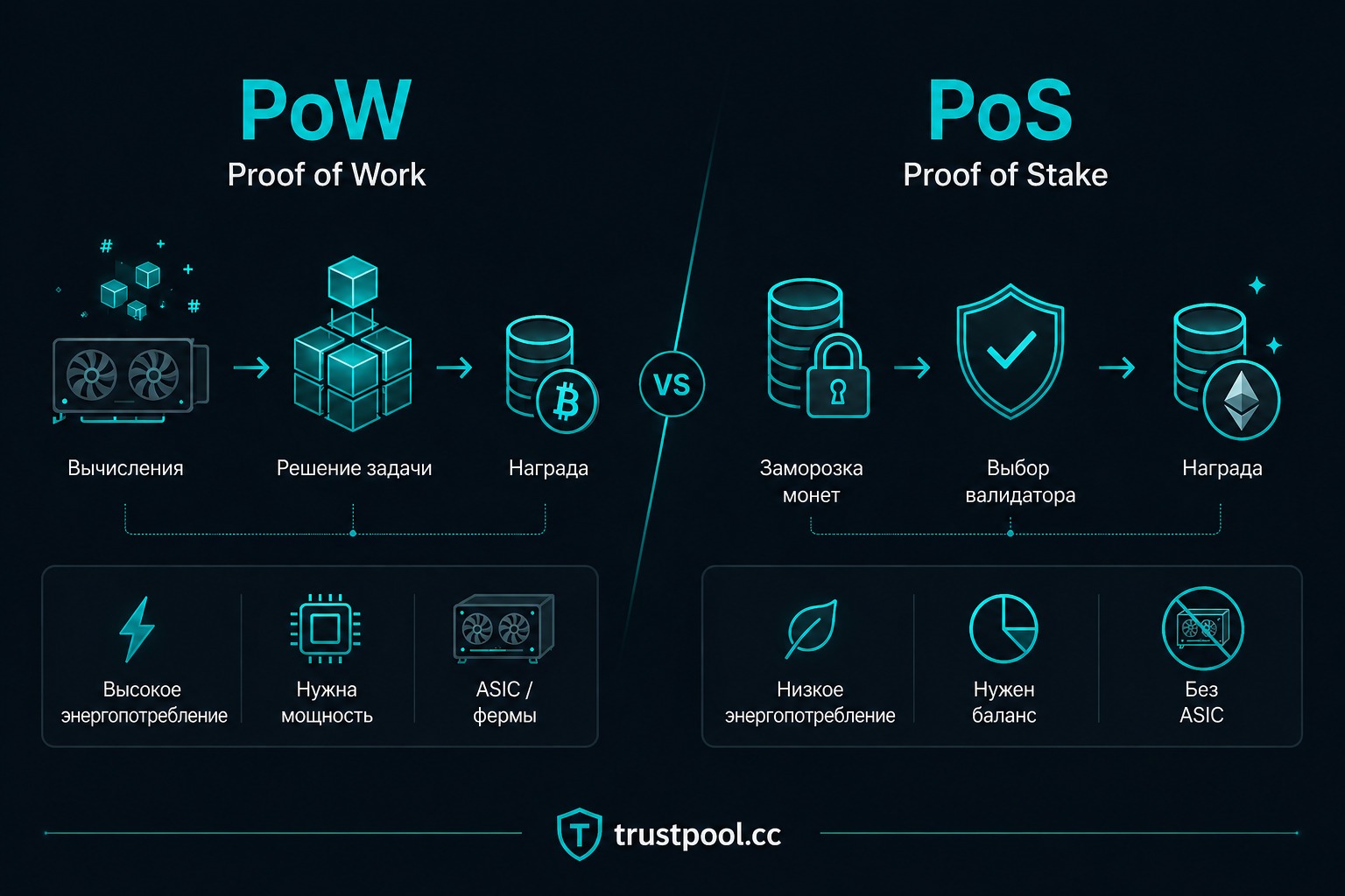 различия между PoW и PoS